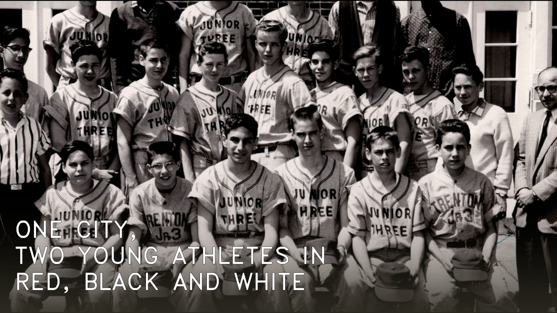 ONE CITY, TWO YOUNG ATHLETES IN RED, BLACK AND WHITE